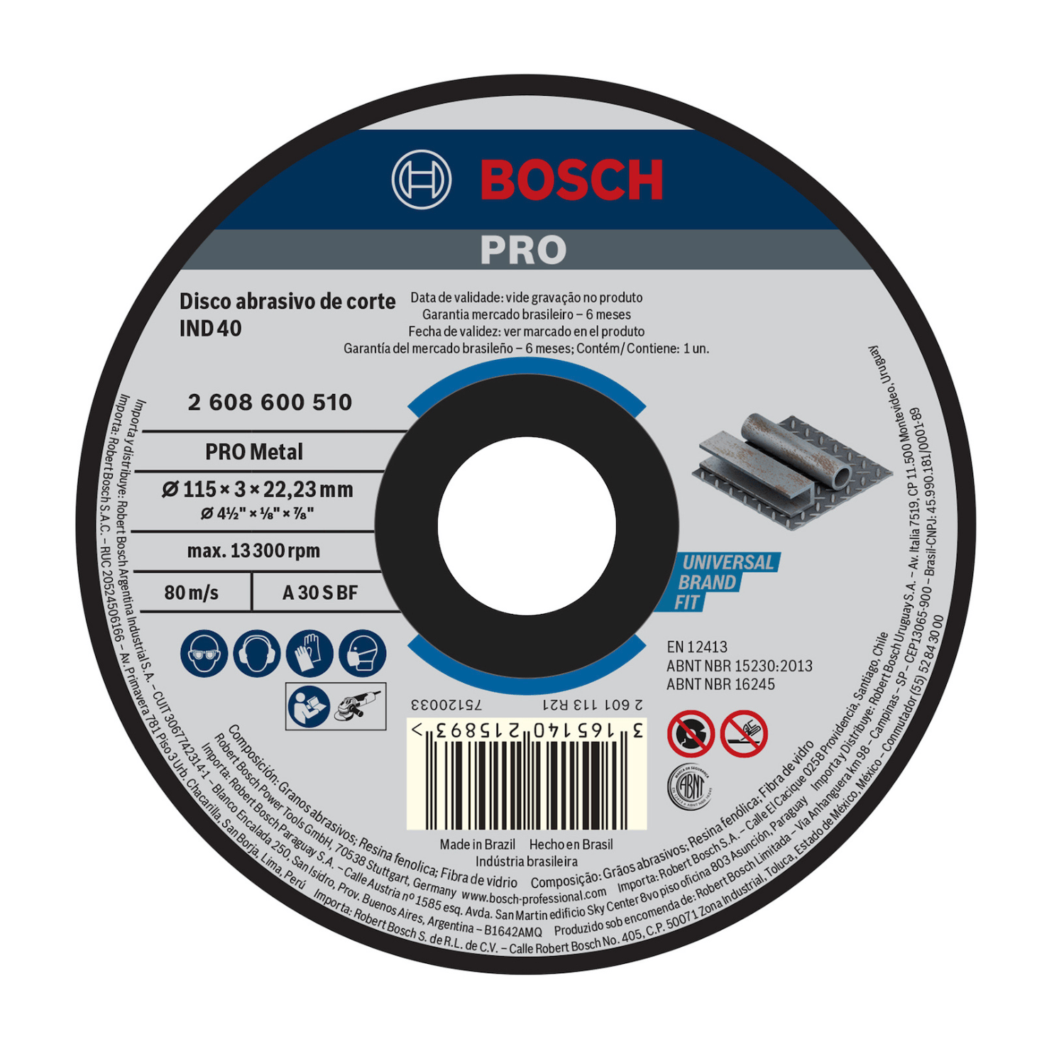 Disco de Corte para Metal GR. 30 115x3mm - BOSCH